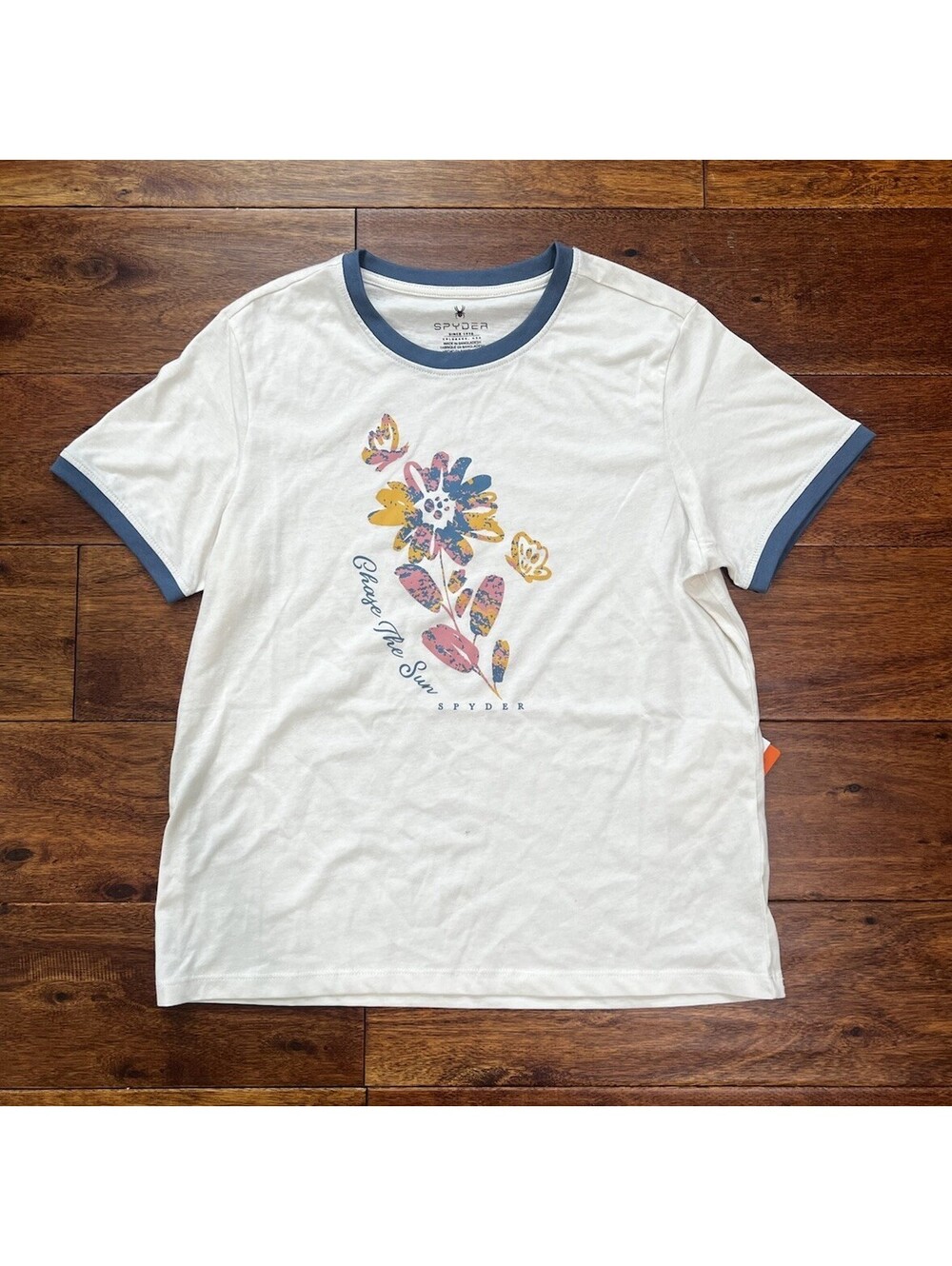 Spyder Womens Chase The Sun Floral Graphic Ringer T-Shirt Size Medium NWT